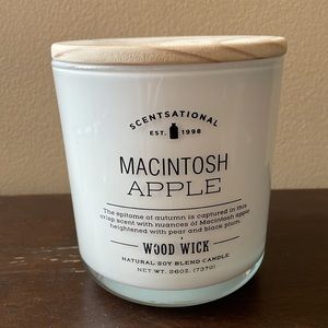 Scentsational Macintosh Apple Candle Glass Jar 26oz Wood Wick Coconut Wax New